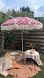 Parasol met franjes roze - tropical flowers