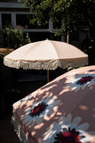 Parasol met franjes - licht beige