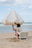 Parasol met franjes - black dots